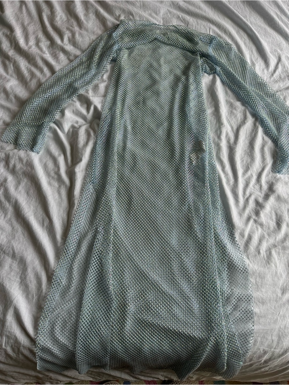 Zara Light Blue Mesh Maxi Cover-Up with Iridescent Accents